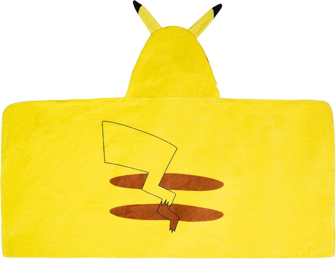 Pokemon Pikachu Bath and Beach Soft Cotton Terry Hooded Towel Wrap, 24" x 50", (Officially Licensed Product) by Franco