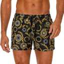 GINGTTO Men's Beach Shorts Bathing Suits with Mesh Lining (Black, M)