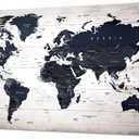 HUADAOART World Map Wall Art Canvas Print Poster Vintage Photos Painting Nautical Office Decor - 1 Panels Large Modern Framed Art Map of The World Canvas Wall Art for Living Room Home Decor 40x20inch