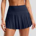 SANTINY Pleated Tennis Skirt for Women with Pockets High Waisted Athletic Golf Skorts with Shorts for Workout Pickleball (XL)