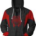Cardigan Zip Hoodie COS Anime 3D Style Unisex/Adult (Medium, Black/Red)