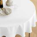 Decorelia White Faux Linen Round Tablecloths 60 inch, Waterproof Decorative Washable Texture Rustic Circle Table Cloth Cover for Dining Kitchen Party Farmhouse Outdoor (Round (2-4 Seats),White)