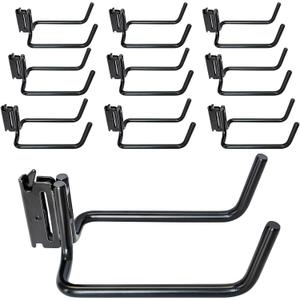 10 Pack E Track Double J Hooks, Heavy Duty Black Large Steel Shovel/Tool Hanger for Store Long Handled Tools, E Track Tie Down Accessories for Trailers, Trucks, Garden Tools Organizers Storage