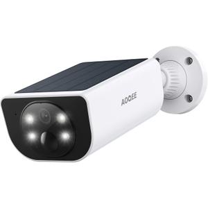 AOQEE 2K Solar Camera Outdoor Wireless-2.4Ghz WiFi Cameras for Home Security, Continuous Power, Color Night Vision, SD Card/Cloud Storage, Waterproof, Compatible with Alexa/Google Home S1 (1 Pack)