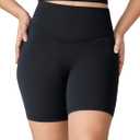 Hugcurve No Front Seam High Waisted Workout Biker Shorts for Women 6 Inches Tummy Control Buttery Soft Yoga Pants Gym (X-Small, Black)