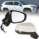 Right Passenger Side Mirror Fits 2019-2025 Toyota Rav4 with Power Heated Turn Signal and Blind Spot Match Super White Replace 879100R271(8 Pins)