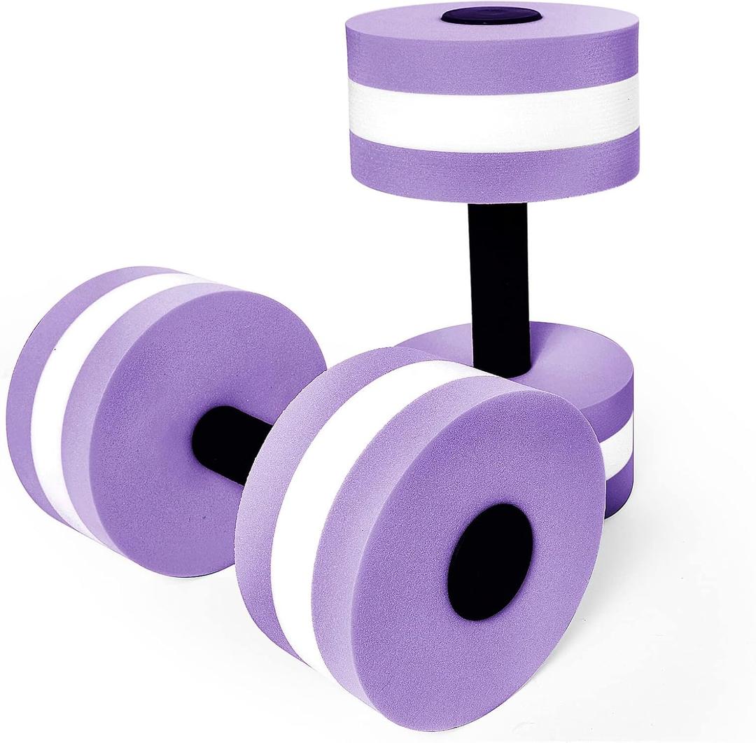 Timoo Aquatic Dumbells Set of 2 Water Dumbbells for Water Aerobics Water Weights for Pool Exercise Set High-Density EVA-Foam Pool Dumbbells, Cyan (Purple)