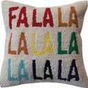 Creative Co-Op Square Cotton Tufted Pillow FALALALALALALALALA, Multicolor