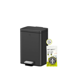 EKO Madison Matte Black Stainless Steel Kitchen Step Trash Can or Recycling Bin, Removable Inner Liner, Soft Close Lid, Fingerprint Resistant Finish