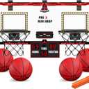 2 Player Basketball Game, Dual Shot Over The Door Mini Basketball Hoop Indoor with Scoreboard & LED, Basketball Toy Gifts for Kids Boys Girls Adults, Suit for Bedroom/Office/Outdoor/Pool, Red