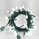 C3 Christmas Lights 50 Cool White LED String Lights, 120V UL, 17FT Green Wire Xmas Lights for Indoor & Outdoor Use, Trees, Pathway, Holiday Party Decorations