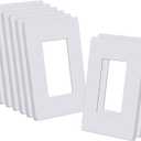 CML Decorator Screwless Wall Plate, 1-Gang Receptacle Outlet Cover, 8 Pack Hidden Screw Smooth Face Switch Plates, Standard Size 2.91"x4.68", Impact Resistant, White