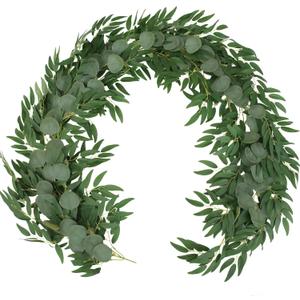 1 Pack Thick Artificial Eucalyptus Garland 6.1FT Faux Greenery Garland for Wedding Backdrop Table Runner Centerpiece DIY Wreath Decor
