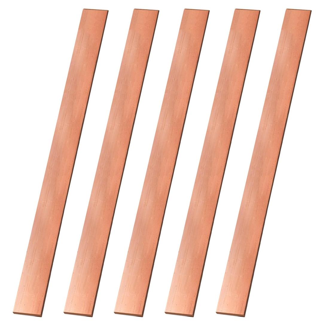 5PCS C110 Copper Flat Bar, 0.04" Thickness x 1.0" Width x 15.7" Length Copper Flat Bar Stock, 1.0mm x 25mm x 400mm Suitable for DIY Battery Connection, etc.