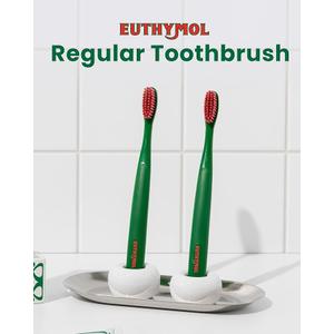 Euthymol Original Toothbrush (Regular, 3 Count) - Standard-Sized, Curved Soft Bristles for Sensitive Teeth, Gums. Effective, Gentle Cleaning for Entire Family.