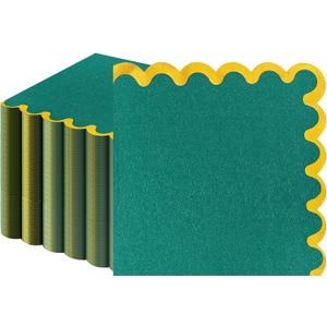 2 x LIYH 200Pack Green Cocktail Napkins 2-Ply Wedding Party Napkins Disposable for Birthday Bridal Baby Shower Anniversary Reception Event Folded 5In x 5In (Dark Green with Gold)