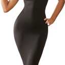 Women Summer Bodycon Dress for Women Sleeveless Casual Party Tummy Control Shapewear Slip Dress Midi Body Shaper (X-Large, Black)