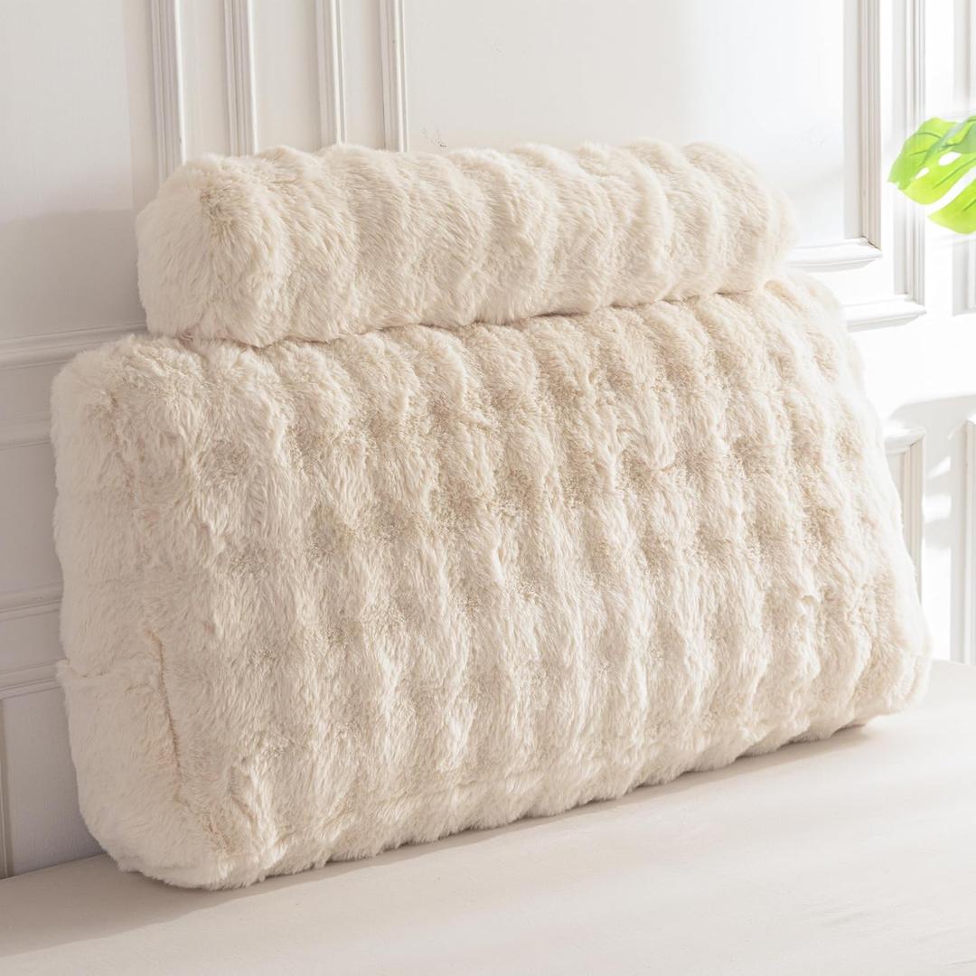 HIGOGOGO Headboard Pillow Twin,Ultra-Soft Wedge Pillow with a Cylindrical Neck Pillow,Memory Foam Filling,Back Support Pillows for Bed Sitting Up, Reading & Working, Removable Cover, 39.4"x19.7"