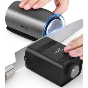 Longzon ZForge Electric Rolling Knife Sharpener Adjustable 1025 Angles, Easy Sharpening, Professional Kitchen Knife Sharpener Kit with Diamonds Discs for All Kitchen Knife Sets