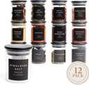 Glass Spice Jars with Labels-12 Pack- 6.8oz- 360 Labels- Spice Containers Bamboo Lids -Spices Organization for Cabinet-Drawer-Rack-Seasoning containers-herbs- Organizer-Spices Bottles-Black