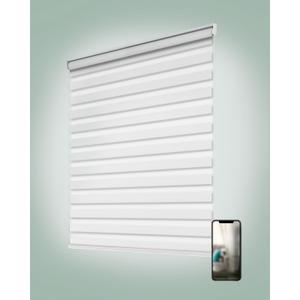 Yoolax Motorized Zebra Blinds, Remote Zebra Shades for Indoor Windows, Motorized Shades with Remote Light Control Horizontal Window Blinds (80% Shading White, 46" x 72") (46"W x 72"H, 80% Shading White)