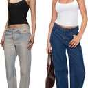 REORIA Women's Sexy Halter Backless Double Lined Tank Top Y2k Trendy Camisole Crop Tops (White, XS)