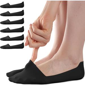 Sofier No Show Socks Womens, Non Slip Low Cut 6 Pairs Thin Silky Dress Footies Liner Invisible Socks Flats Loafers Sneakers