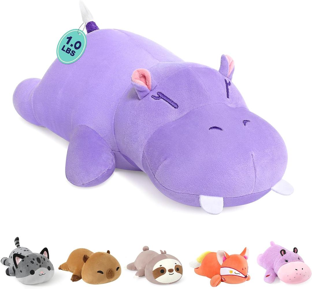 Onsoyours Original Hippo Weighted Stuffed Animals Kawaii Comfort Hippopotamus Plush, Soft Hugging Plushies Toys Gifts for Kids & Adults(9.8", 1.0Lbs)