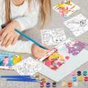 3 x PARSUP 30-Pack DIY Valentine Coloring Card Kit - Watercolor Paint Set + Brushes | Classroom Valentine Exchange Gifts, Kids Paint Party Favors, Valentines Crafts for School