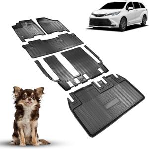 Fit for Toyota Sienna Floor Mat 3 Rows Trunk Mats 2020-2011, All Weather Floor Liners Rear Cargo Liner Protector for Toyota Sienna Accessories 2020-2018 2017 2016 2015 2014 2013-2011Fit 8 Seater