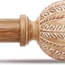 Wood Curtain Rod for Windows 48 to 84 Inch, 1'' Diameter Adjustable Heavy Duty Rustic Farmhouse Drapery Rods with Boho Imitation Wooden Grain Decorative Finials, Size: 30''-88''  Light Wood