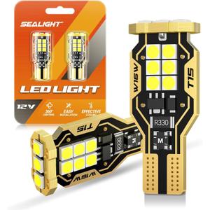 SEALIGHT 921 LED Bulb Reverse Light 500% Super Bright T15 Reverse Light Bulb 3030-SMD Chipsets Canbus Error Free 906 W16W 922 912 921 LED Bulb for Backup Lights, 6000K White Pack of 2