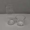 Bedside Glass Water Carafe Set with Cup, Glass Carafe with Lid Mouthwash Cups for Bedroom Bathroom Juice Wine Milk 19oz (Clear)