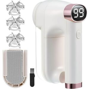 Fabric Shaver, Lint Shaver with Lint Brush, 3-Speed Sweater Shaver to Remove Pilling for Clothing, 6 Leaf Blade, LED Display, Electric Lint Remover for Furniture, Blanket, Couch (Beige)