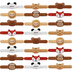 24 PCS Stuffed Animal Slap Bracelets Plush Animal Slap Bracelets Cute Wrist Slap Band Toy Wrist Animals Wrist Pets Slap Bracelet Wrist Toy for Boys Girls Easter Birthday Gifts Party Favors 6 Styles