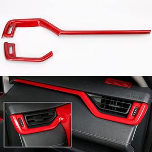 LEXLEY 2pcs Red Style Center Console Dash Board Panel Dial Dashboard Cover Trims Interior Accessories For Toyota 2019 2020 2021 2022 2023 2024 2025 RAV4