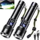 AKNEAR Rechargeable LED Flashlight 99000High Lumens, Super Bright Portable Flash Light USB C Rechargeable, 6 Modes, 30H Runtime, Zoomable Tactical Flashlights for Home, Camping, Hiking, Emergency, 2 Pack