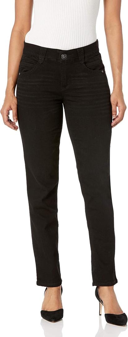 Democracy Women's Petite Ab Solution Straight Leg Jean (12 Petite, Black)