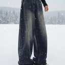 EMMIOL Jeans for Women Wide Leg Baggy Jeans Y2K Casual Loose Boyfriends Trousers Vintage Streetwear (Medium, Blue-(warm Fleece Lined))