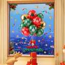 2 x Christmas Window Clings 1 Sheets Balloon Window Decals Cute Merry Christmas Windows Stickers for Winter Party with Holly Designs for Home Office Windows Glass Mirror Decor (Style24)