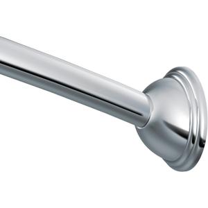 Moen Curved Adjustable Length Fixed Mount Single Shower Curtain Rod for Bathroom, Brushed Nickel Finish, CSR2160BN