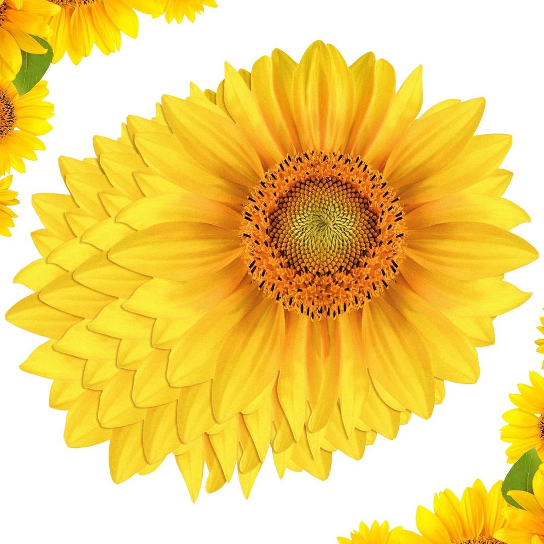 Teling 50 Packs Sunflower Paper Disposable Placemats 13 Inch Sunflower Summer Table Placemats for Bridal Baby Shower Birthday Party Supplies Decorations