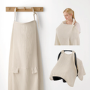 Blissful Diary 2-in-1 Muslin Baby Car Seat Cover, Multi-use Nursing Cover for Breastfeeding, Breathable Infant Car Seat Cover Canopy - Beige