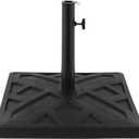 Walker Edison Mari Modern Polyresin Square Umbrella Stand with Metal Design, 18 Inch, Black