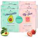 SpaLife Lets Avocuddle & You're My Jam Valentines Face Masks Bundle | Avocado and Strawberry Extract Infused Sheet Mask Sets for Hydration and Glow | Perfect Valentines Day Skincare Gift Set.