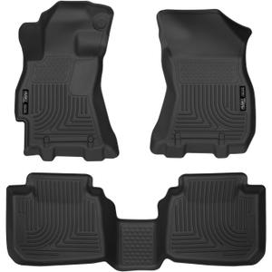 Husky Liners Weatherbeater Floor Mats | Fits 2015-2019 Subaru Legacy & Subaru Outback | Front & 2nd Row, 3-pc Black - 99671