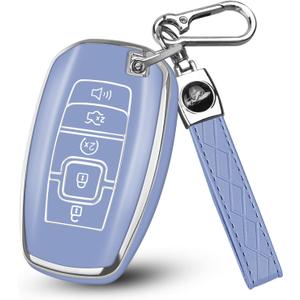 MILD EAST for Lincoln Key Fob Cover Compatible with Aviator Corsair Nautilus Navigator Continental MKC MKZ MKX Key Shell Case (Silver - Blue)