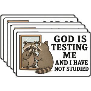 6Pcs God is Testing Me and I Have Not Studied Sticker - God is Testing Me and I Have Not Studied Bumper Stickers - 5"x3" Premium UV Printing  Vibrant & Long-Lasting Colors Opossum Stickers