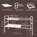 Pots and Pans Organizer Under Cabinet, Expandable Length, Adjustable Height Under Sink Shelf 2 Tier with 10 Dividers Under Cabinet Shelf, Pot and Pan Lid Holder Rack (White)