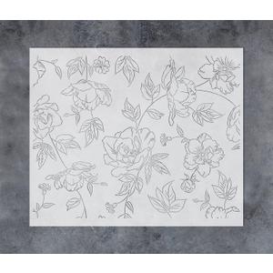 GSS Designs Large Flower Wall Stencils 12x16Inch Flourish Stencils for Painting on Wood Canvas Paper Fabric Floor Wall Reusable DIY Art Craft Stencils for Painting Flowers and Leaves